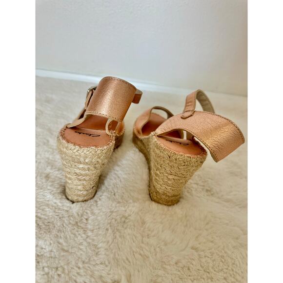 Clarks Rose Gold Leather Espadrille Wedge Sandals – Women’s 9 – NWOT - Picture 9 of 12